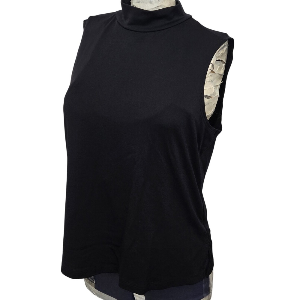 Vintage Notations Black Sleeveless Mock Neck Top M Made in USA 90s Y2K Tunic‎